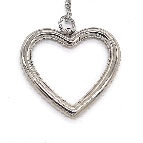 Made with Swarovski Crystals Large Heart Pendant Necklace in Silver - Picture 3 of 6